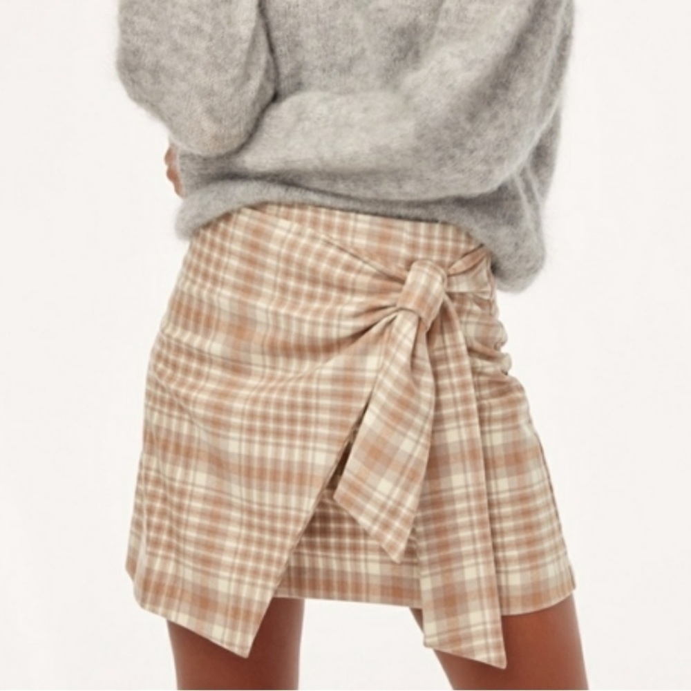 Aritzia Wilfred Wrap-Front Plaid Skirt